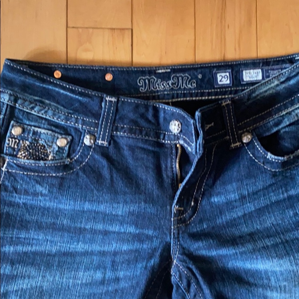 Miss Me Dark Blue Boot Cut Jeans with Silver Details - Picture 4 of 6